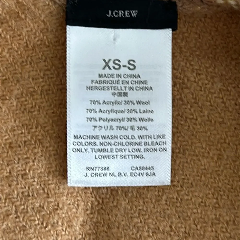 J. Crew Reversible Blanket Poncho Wrap Wool Blend with Fringe Size XS/S